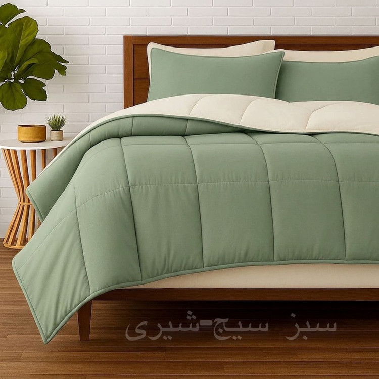 روتختی ساده دورو سبز سیج شیری نخ پنبه