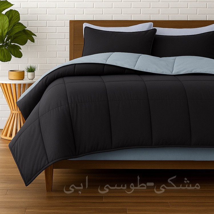 روتختی ساده دورو مشکی طوسی ابی نخ پنبه