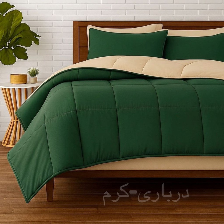 روتختی ساده دورو سبز درباری کرم نخ پنبه