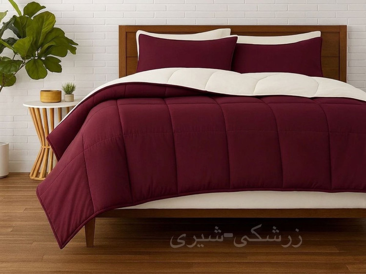 روتختی ساده دورو زرشکی شیری نخ پنبه