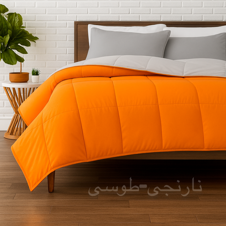 روتختی ساده دورو نارنجی طوسی کدر نخ پنبه