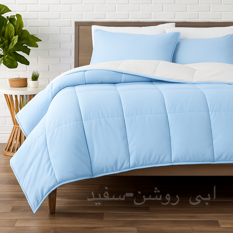 روتختی ساده دورو ابی روشن سفید نخ پنبه