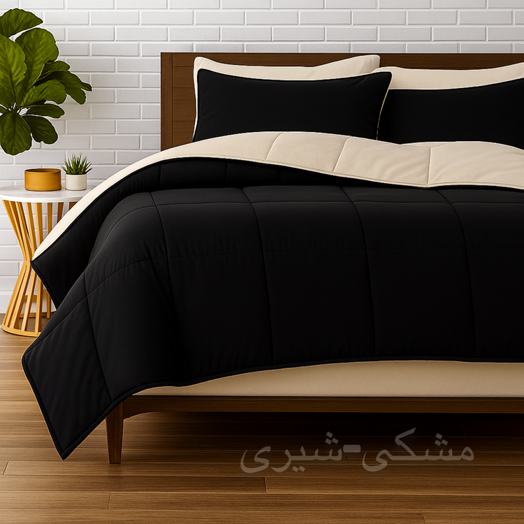 روتختی ساده دورو مشکی کرم نخ پنبه