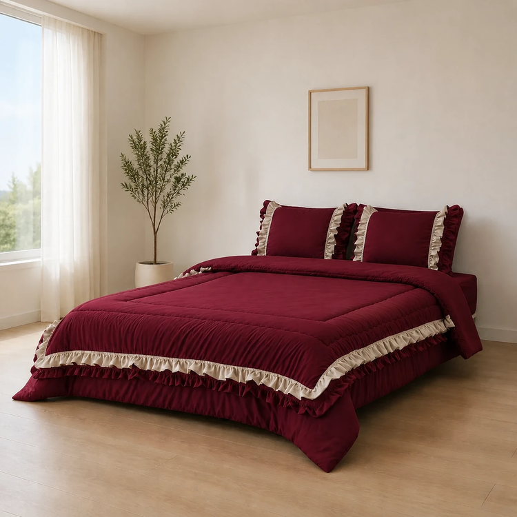 روتختی چیندار زرشکی نخ پنبه
