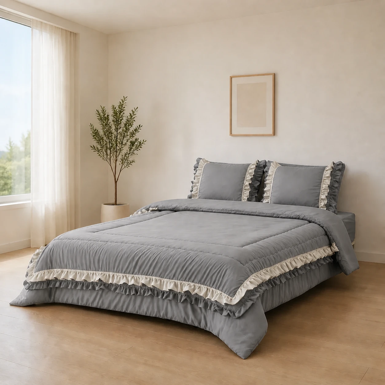 روتختی چیندار طوسی نخ پنبه