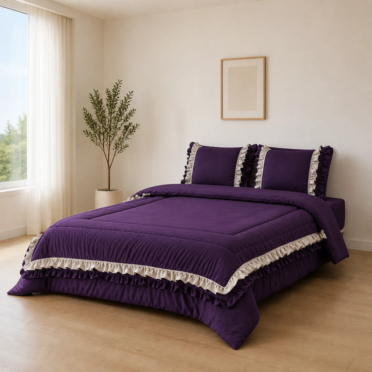 روتختی چیندار بنفش نخ پنبه