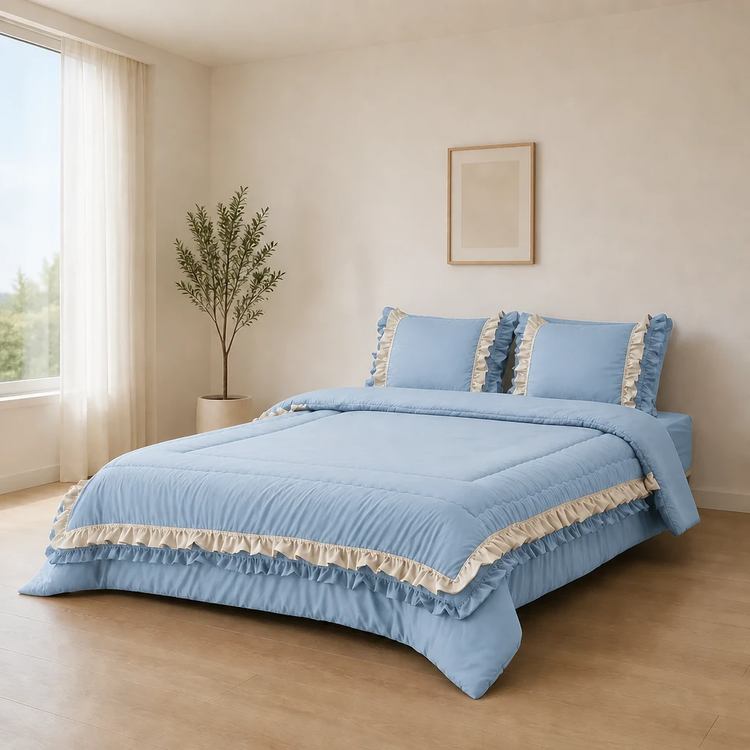 روتختی چیندار ابی روشن نخ پنبه